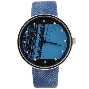 Women's Denim Wristwatch w/ Colored Studded Face | Blue